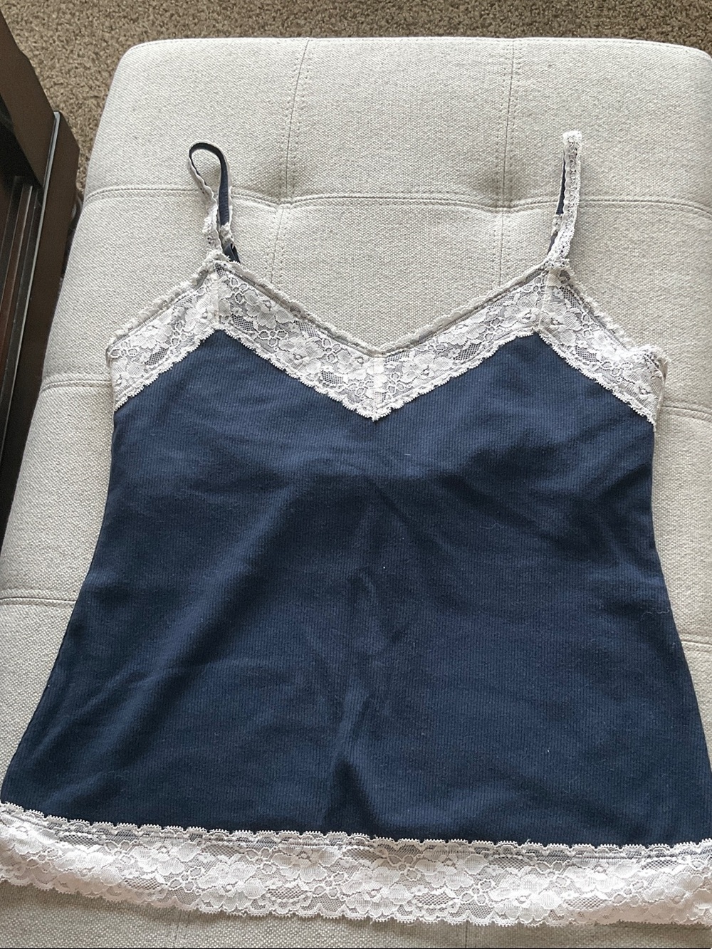 Abercrombie & Fitch Navy Lace Trim Camisole Medium